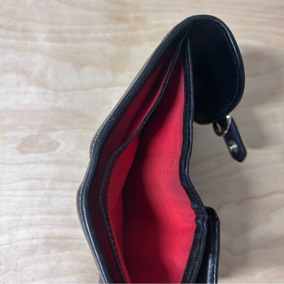 Dooney & Bourke Wallet Tri-fold Compact, Black Leather w/Contrast Stitch VTG EUC - Picture 13 of 16